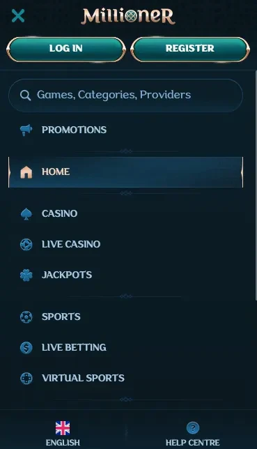 Millioner Casino mobile app preview on smartphone