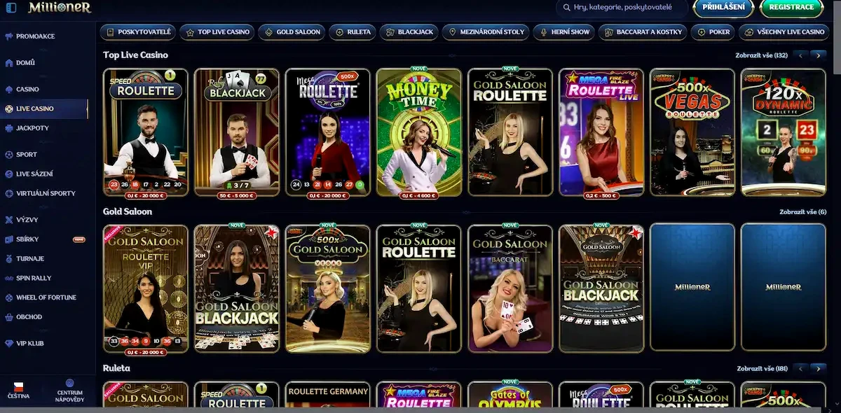 Millioner live casino studio with real dealers