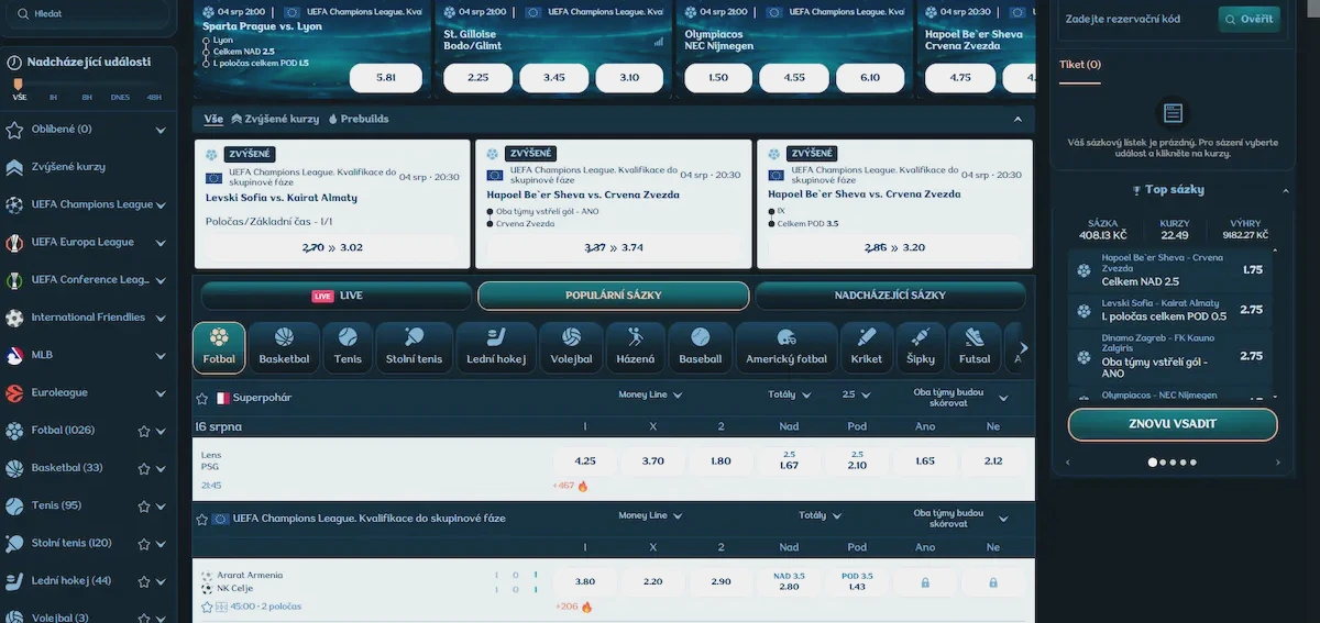 Millioner sports betting markets and odds board